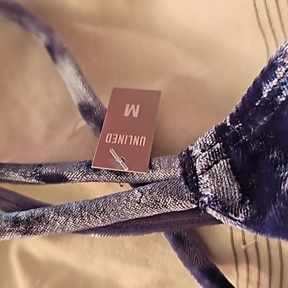 PINK Blue Velour Bra Size M NWOT - Picture 2 of 6